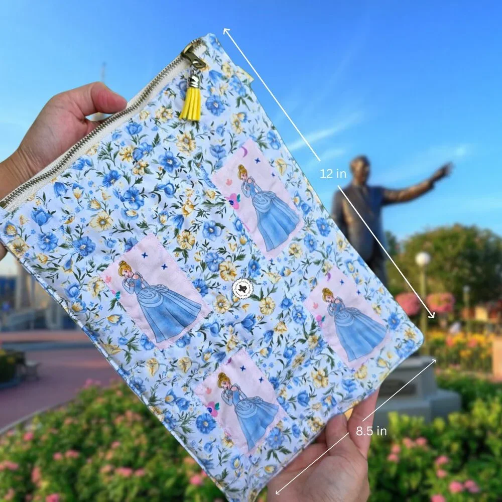 Handmade One-in-a-kind Quilted Cinderella Zipper Sleeve for iPad ebook journal